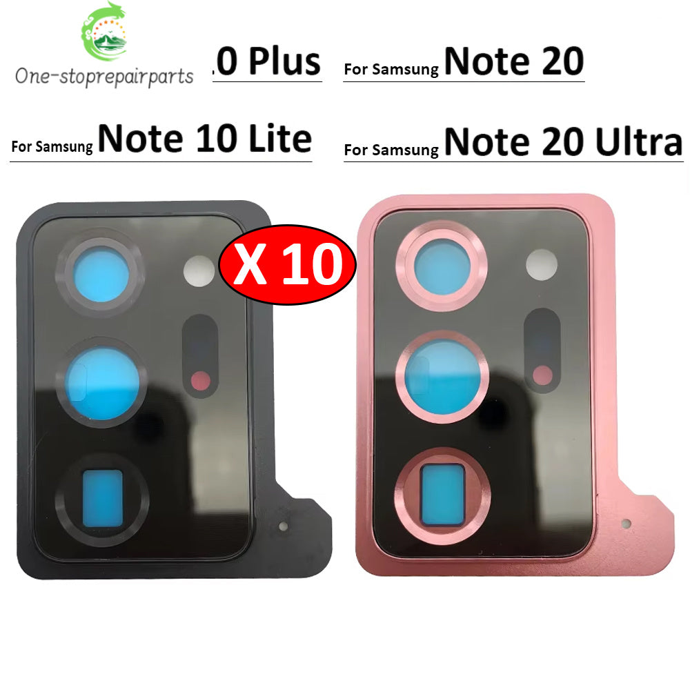 10Pcs, Back Rear Camera Glass Lens Circle Cover For Samsung Note 20 / Note 20 Ultra / Note 10 Plus / Note 10 Lite Adhensive Samsung phone repair parts
