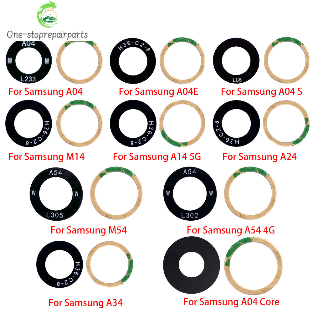100Pcs Rear Back Camera Glass Lens For Samsung A03 A03s A04 Core A04s A04E A14 A24 A34 A54 A13 A23 4G 5G With Ahesive Samsung phone repair parts