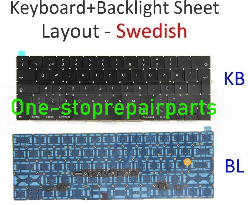 New A1706 Swedish Sweden Keyboard for MacBook Pro 13.3" Retina w/ Backlight Backlit 2016 2017 MLH12 MPXV2 EMC3071 EMC3163 Macbook repair parts