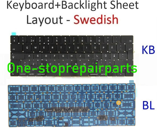 New A1706 Swedish Sweden Keyboard for MacBook Pro 13.3" Retina w/ Backlight Backlit 2016 2017 MLH12 MPXV2 EMC3071 EMC3163 Macbook repair parts