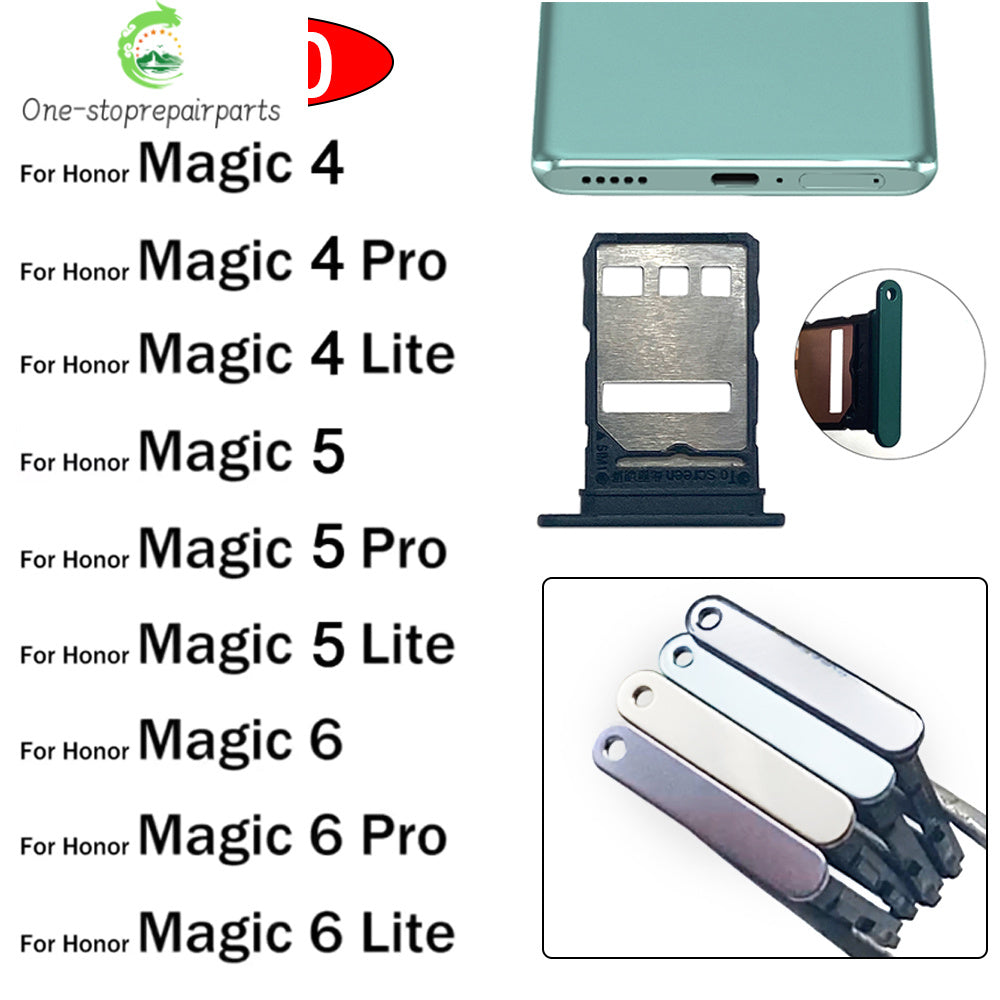 10Pcs, Micro Nano SIM Card Holder Tray Slot Holder Adapter Socket For Huawei Honor Magic 4 5 6 Pro Lite 4G 5G Huawei phone repair parts