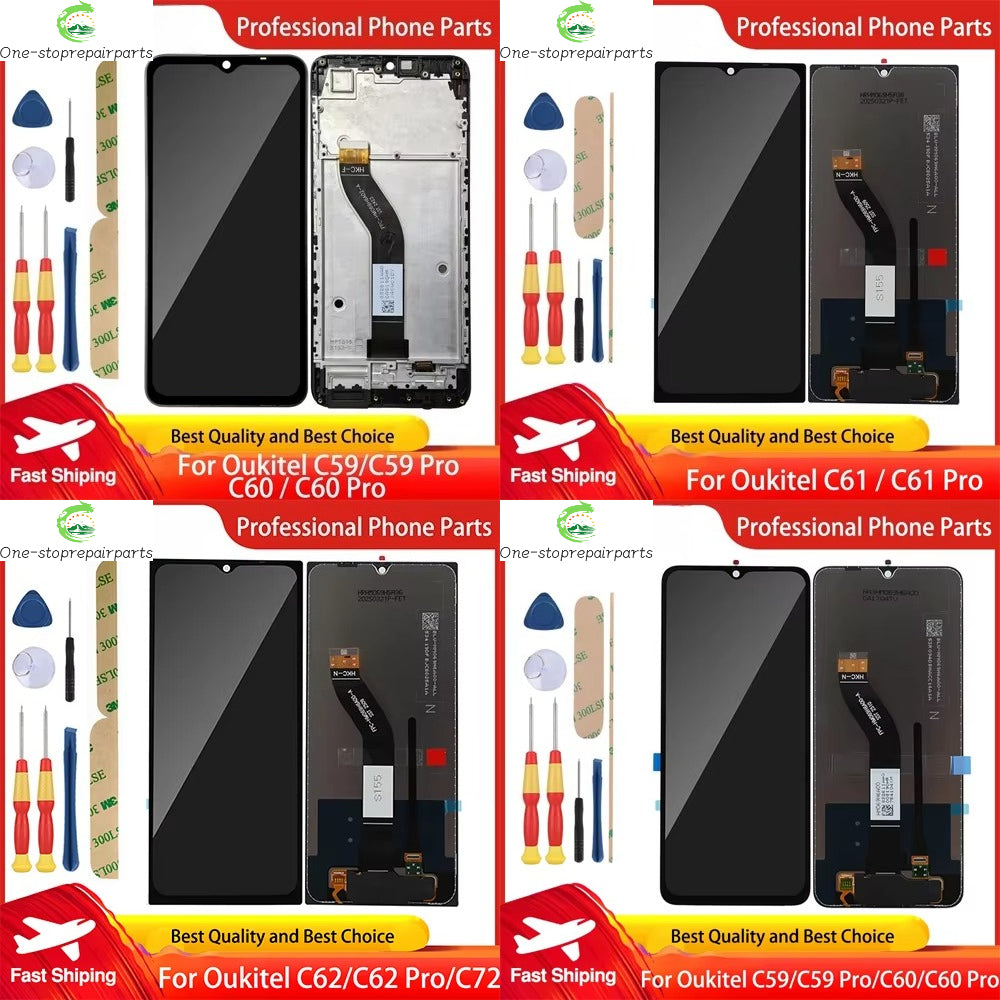Display Touch New For Oukitel C59 Pro C60 Pro C61 Pro C62 Pro C72 LCD Screen Digitizer Assembly With Frame Free Tools Other Brand Phone repair parts