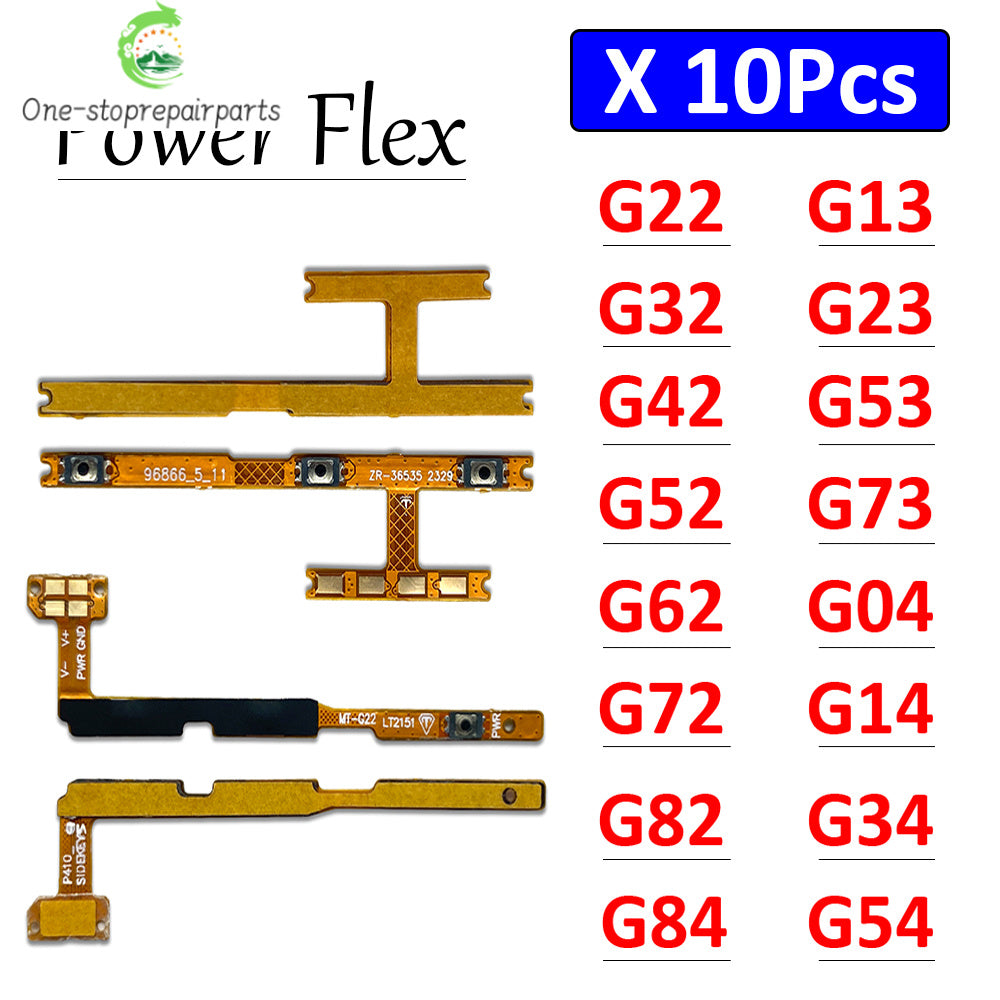 10Pcs, Power On Off Volume Button Key Flex Cable For Motorola Moto G22 G32 G52 G62 G72 G82 G13 G23 G53 G73 G04 G14 G34 G54 G84 Motorola phone repair parts