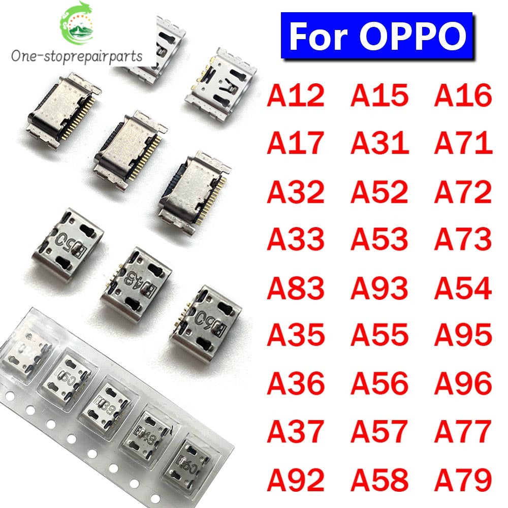 2Pcs, Charger USB Charging Port Dock Connector Socket For OPPO A33 A36 A56 A12 A15 A31 A16 A32 A52 A72 A92 A35 A57 A71 A73 A77 OPPO phone repair parts