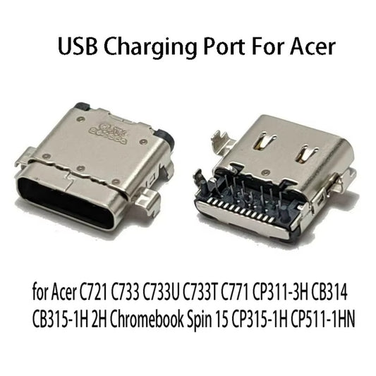 USB 24Pin Female Type-c Charging Data Port Connector For Acer Chromebook C771 CP311-3H CB314 CB315-1H 2H C721 C733U C733T Acer laptop repair parts