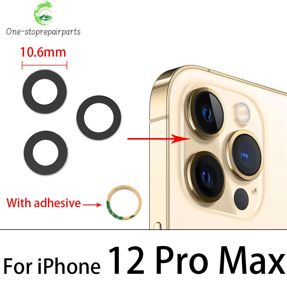 10Pcs, Camera Glass Lens Back Rear Camera Glass Lens For iPhone 11 12 13 14 15 16 17 Pro Max Plus Mini With Sticker Adhesive iPhone phone repair parts