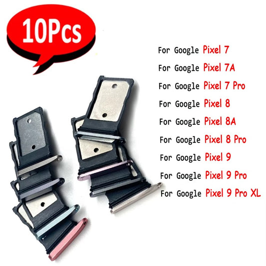 10Pcs，NEW SIM Card Holder Tray chip slot drawer Adapter Socket Replacement For Google Pixel 7 7A 8 8A 9 10 Pro XL Google Pixel Phone repair parts