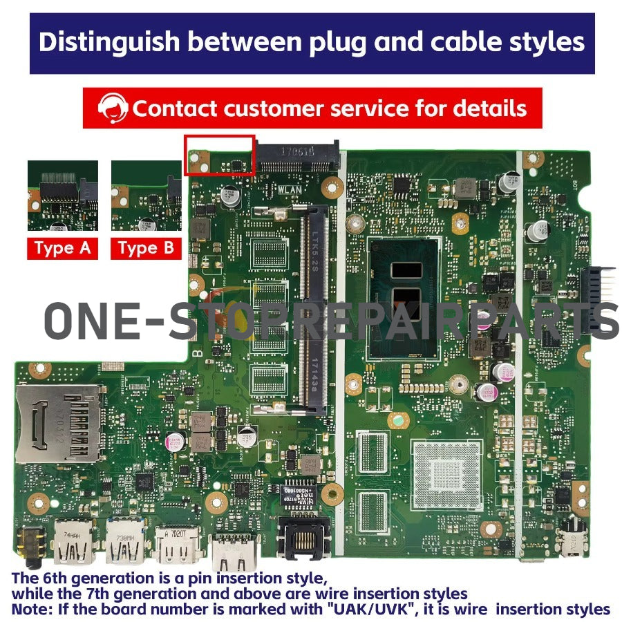 X541UAK Laptop Motherboard For ASUS R541U A541U X541UV F541U X541UA X541UAK A541U X541UVK X541U X541UJ Mainboard W/ I3 I5 I7 CPU ASUS laptop repair parts