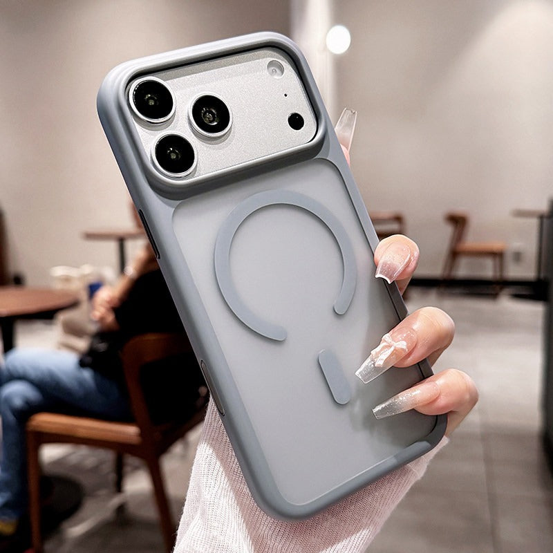 Semi-transparent matte magnetic suction For iPhone 18promax mobile phone case new iPhone17 new color scheme matte texture 16pro large hole lens advanced sense of men and women shell Phone Accessories