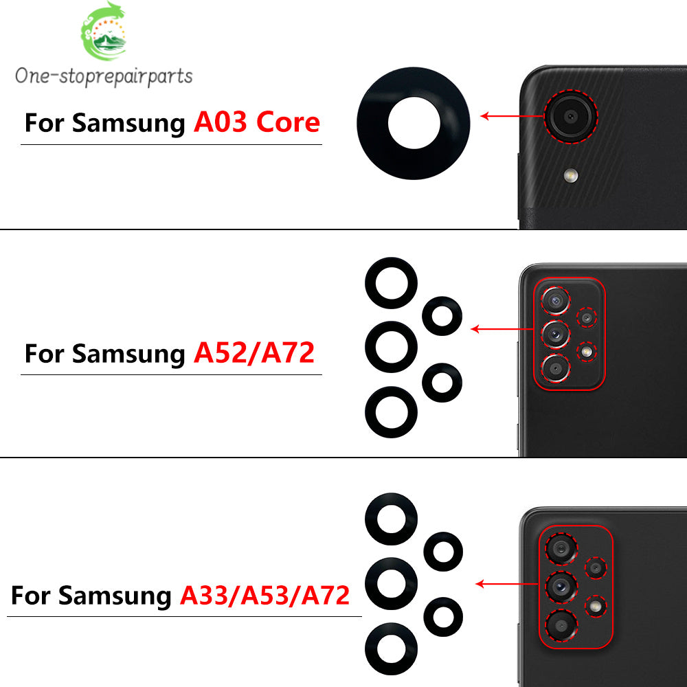 Back Rear Camera Glass Lens With Adhesive For Samsung A02 A02s A03 Core A03s A22 4G 5G A32 A52 A72 A33 A53 A73 Samsung phone repair parts