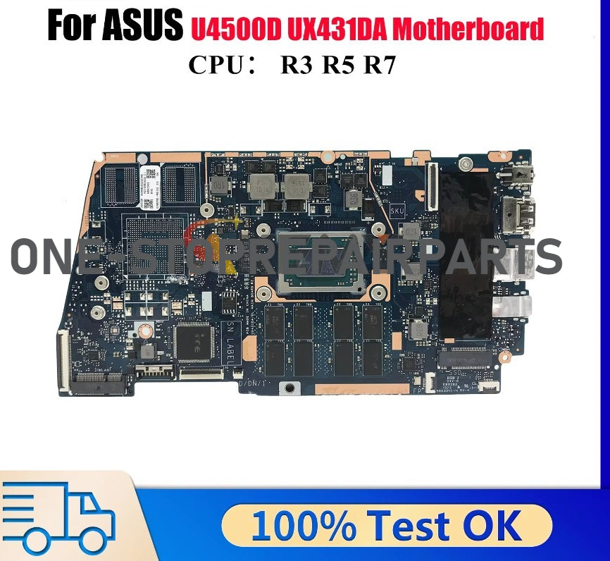 UX431DA Laptop Motherboard For ASUS ZenBook UX431D U4500D UX431DA Notebook Mainboard With R3 R5 R7 CPU 100% Tests OK Fast Ship ASUS laptop repair parts