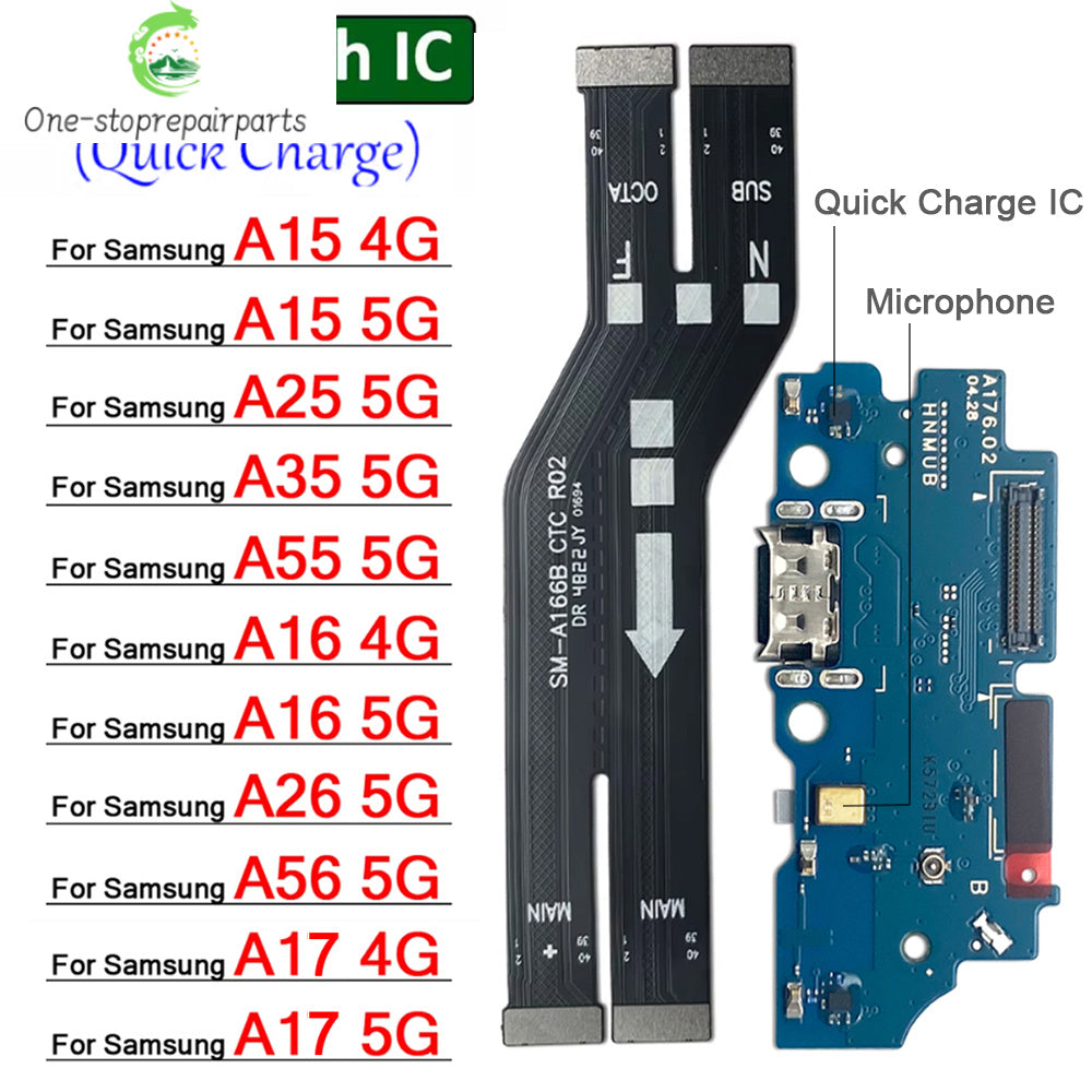 New For Samsung A15 A25 A35 A55 A16 A26 A56 A17 4G 5G USB Charging Port Board Connector Port Main Mainboard Flex Cable Samsung phone repair parts