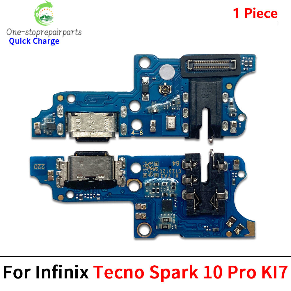 10Pcs, USB Charging Port Dock Charger Plug Connector Board Flex Cable For Tecno Spark 10 10C 20 20C 30 30C 40 40C Pro Plus 4G 5G Tecno phone repair parts