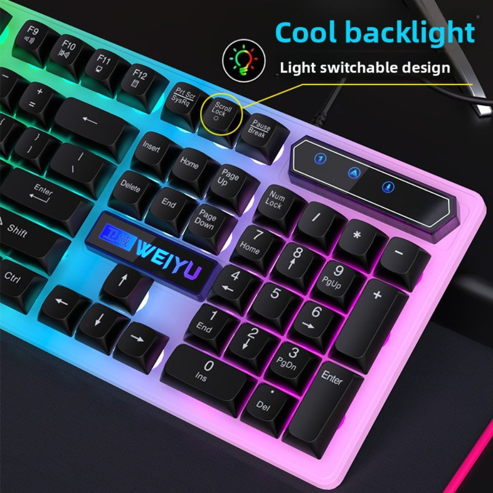 Gaming Mechanical Feel High-Appearance Wired Silent Mouse Set for Desktop Office and PC Use