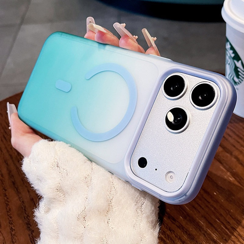 Skin feeling gradual change Magnetic suction For iPhone 18promax mobile phone case New iPhone17 matte semi-transparent back plate 16pro High protection at the lens Women's simple shell Phone Accessories