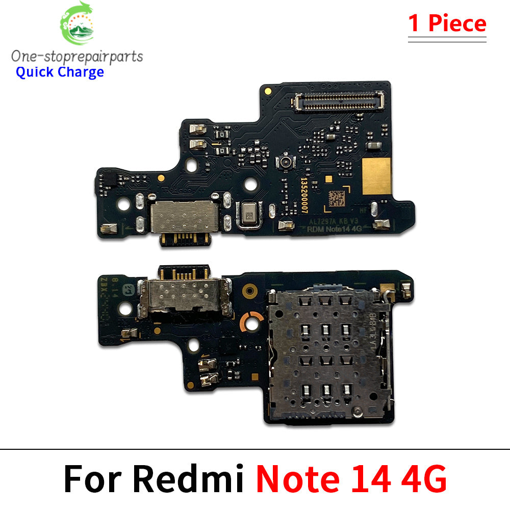 USB Charging Port Board Flex Cable Connector For Xiaomi Redmi Note 14 Pro Plus 4G 5G / Redmi 14C 14R Microphone Module Xiaomi  Xiao mi phone repair parts