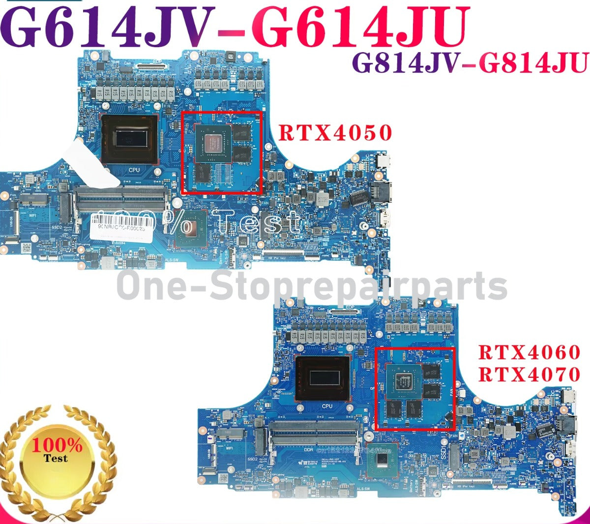 G614J G814J Mainboard For ASUS G614JV G614JI G614JU G814JV G814JI G814JU G614JVR G614JIR G814JVR G814JIR ROG Strix G16 Laptop Motherboard i7 I9 RTX4050 RTX4060 RTX4070 90NR0C60-R00027 6050A3438102-MB-A01 60NR0C60-MB1100 Asus laptop repair parts
