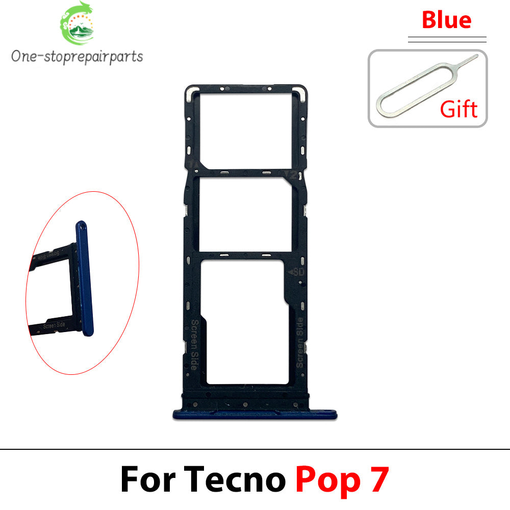 SIM Card Tray Slot Holder Adapter Accessories For Tecno Pop 5 6 7 Pova 2 3 4 5 Neo Pro Tecno phone repair parts