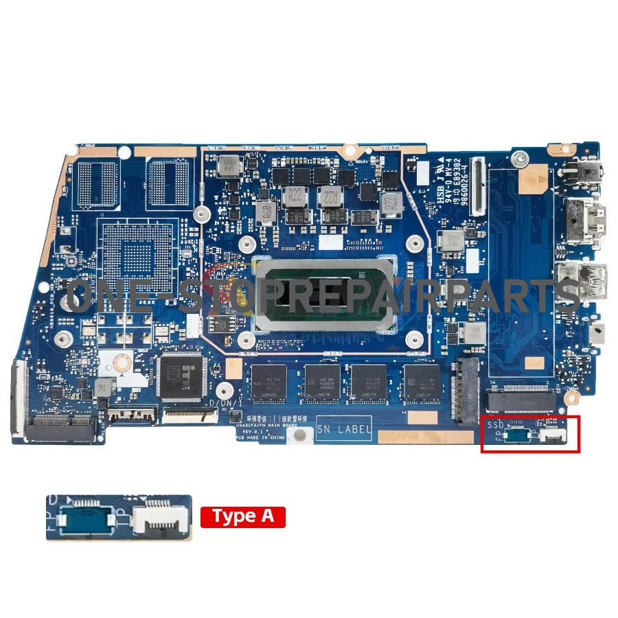 UX431FA UX431FN Motherboard For ASUS ZenBook-14 UX431FAC UX431F UX431FC Notebook Mainboard 4GB 8GB 16GB-RAM I3-I5-I7-8th 10th UMA PM ASUS laptop repair parts