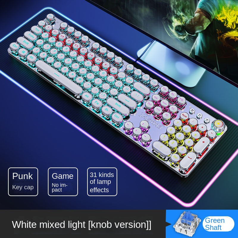 E-sports wired mechanical keyboard Metal key cap Mechanical shaft keyboard mouse headset Punk game keyboard mouse