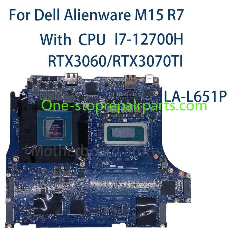Laptop Motherboard For Dell Alienware M15 R7 Notebook LA-L651P With CPU I7-12700H GPU RTX3060/RTX3070TI CN 02R5KV 0DJVK7 Dell laptop repair parts