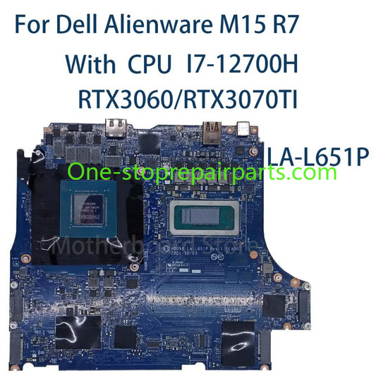 Laptop Motherboard For Dell Alienware M15 R7 Notebook LA-L651P With CPU I7-12700H GPU RTX3060/RTX3070TI CN 02R5KV 0DJVK7 Dell laptop repair parts