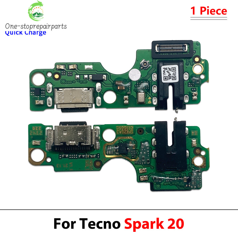 10Pcs, USB Charging Port Dock Charger Plug Connector Board Flex Cable For Tecno Spark 10 10C 20 20C 30 30C 40 40C Pro Plus 4G 5G Tecno phone repair parts