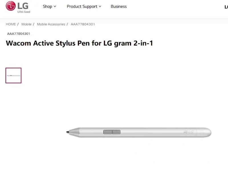 AAA77804301 Wacom Active Stylus Pen AESfor LG gram 2-in-1 LG V60, Velvet, Wing and LG Gram 2-in-1 Laptop 14T990/14T90N/16T90Q Compatible with LG AAA77804301 Supports AES 2.0 protocol 4096-level pressure-sensitive stylus LG laptop repair parts