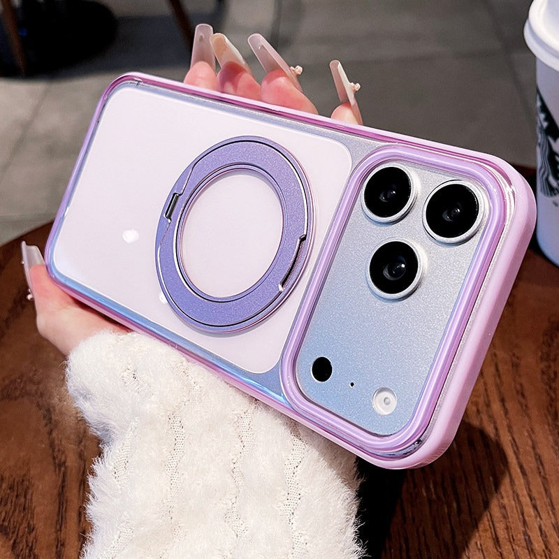 Transparent jelly holder For iPhone 18promax mobile phone case New iPhone17 women's large hole frame dopamine anti-drop protective case 16pro simple niche case Phone Accessories