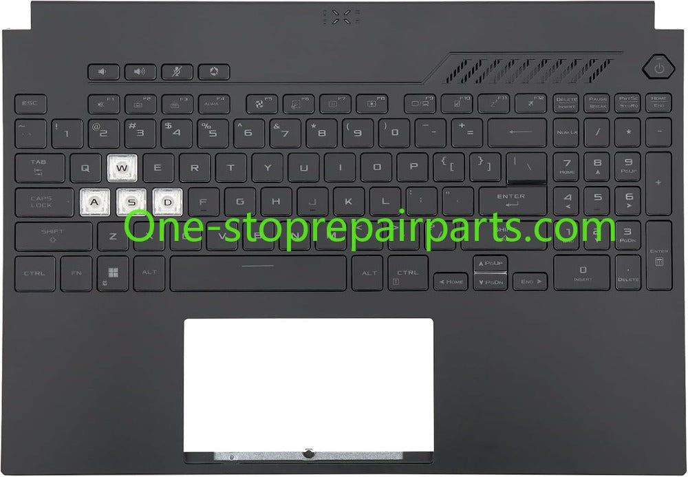 Palmrest with RGB Backlit Keyboard Replacement for ASUS TUF Gaming F15 FX507 FX507ZC FX507ZE A15 FA507 90NR09M1-R31US2 (for 56Wh Battery  Single Air Outlet  Transparent WASD Keys)