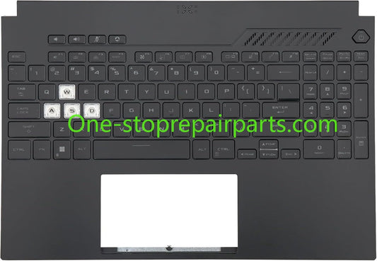 Palmrest with RGB Backlit Keyboard Replacement for ASUS TUF Gaming F15 FX507 FX507ZC FX507ZE A15 FA507 90NR09M1-R31US2 (for 56Wh Battery  Single Air Outlet  Transparent WASD Keys)