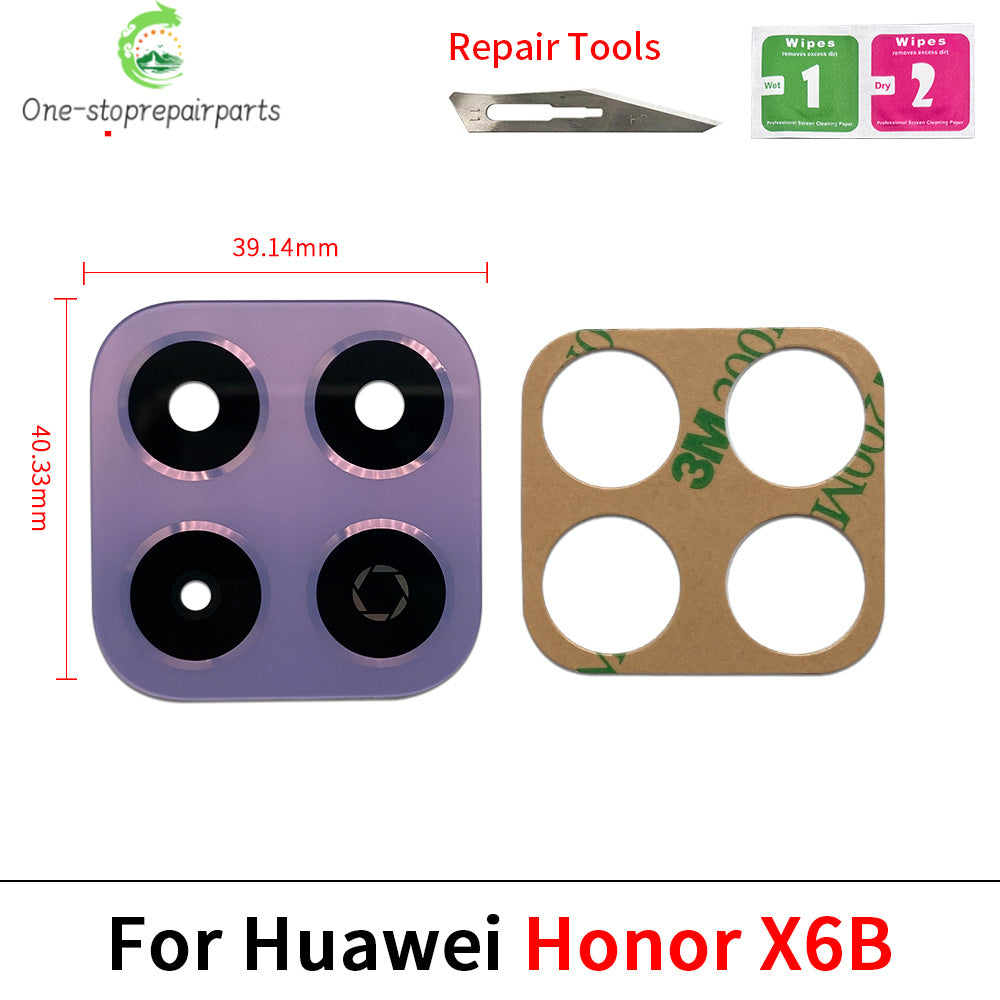 New Rear Back Camera Glass Lens For Huawei Honor X6 X6s X6B X8 5G With Adhesive Huawei phone repair parts