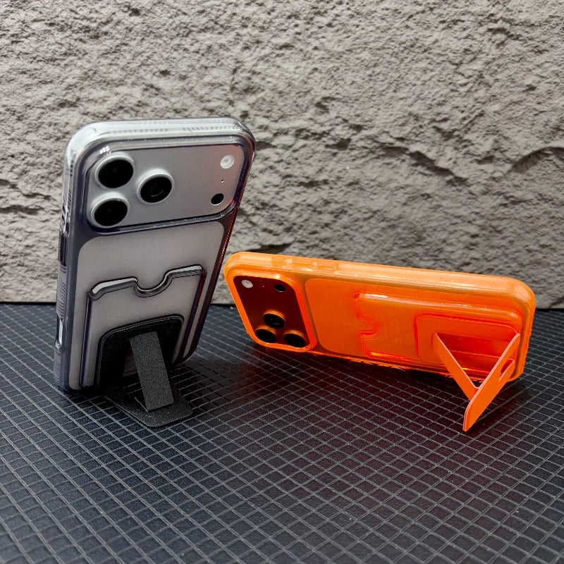 Star glitter card bag is suitable for iPhone 17promax mobile phone case orange with card cover Air folding bracket iPhone16 can be inserted into the card 15plus card 14pro transparent 13pm silicone card clip Phone accessories