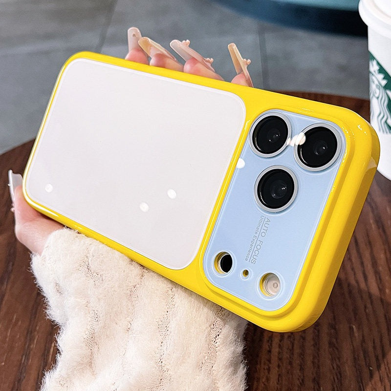 Spring and summer dopamine contrast color for iPhone 17 seconds change 17pro lens frame new mobile phone case iPhone16 integrated lens film solid color jelly anti-drop 15 explosive case Phone accessories