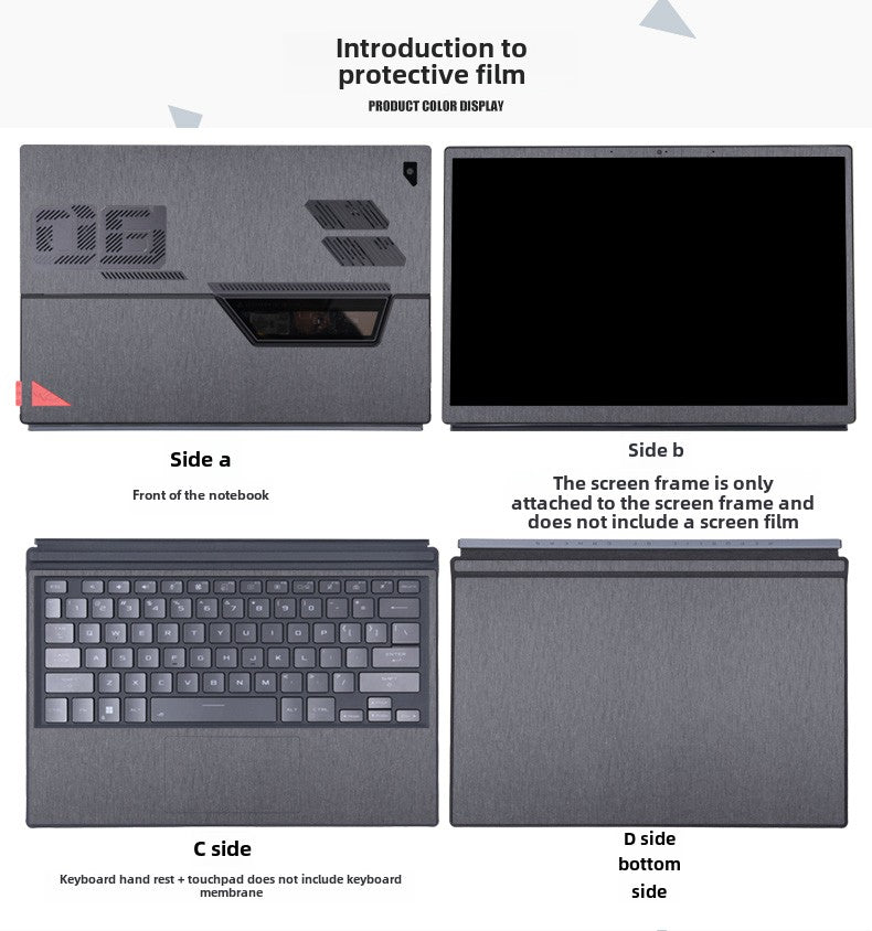 2023 Asus ROG Zephyrus X Laptop Film 13.4 inch Tablet Black Frosted Silver Grey Sticker Lightweight 2-in-1 Body Case, Protective Film