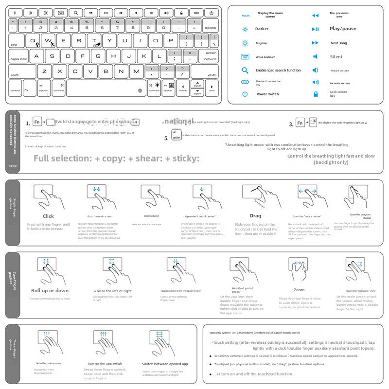 iPad protective keyboard touchpoint charging without bluetooth without battery for iPad Pro11/air4 5 Pro13