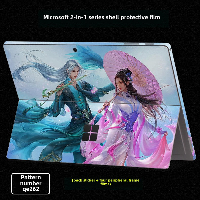 Microsoft Surface Pro Tablet Go RT2 Solid Color RT1 Sticker 12.4 Inch Color Picture Body Case Transparent Frosted Leather Pattern Film Back Protective Cover Film