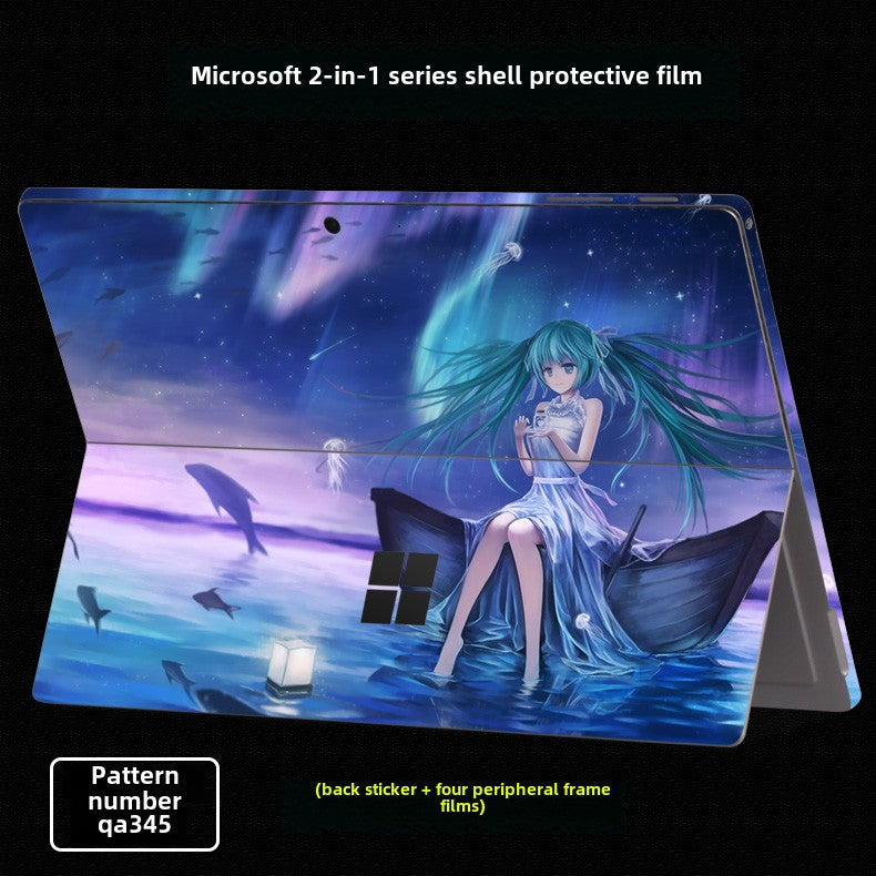 Microsoft Surface Pro Tablet Go RT2 Solid Color RT1 Sticker 12.4 Inch Color Picture Body Case Transparent Frosted Leather Pattern Film Back Protective Cover Film