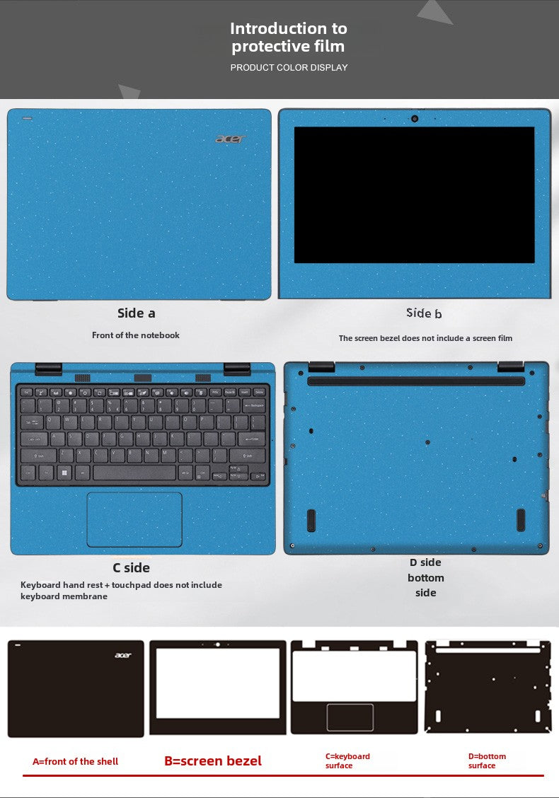 Acer TravelMate B311 Nitro5 Laptop Film AN515 Acer Tomahawk PH317 Body Case Black Frosted Sticker Predator Helios300 Protective Film