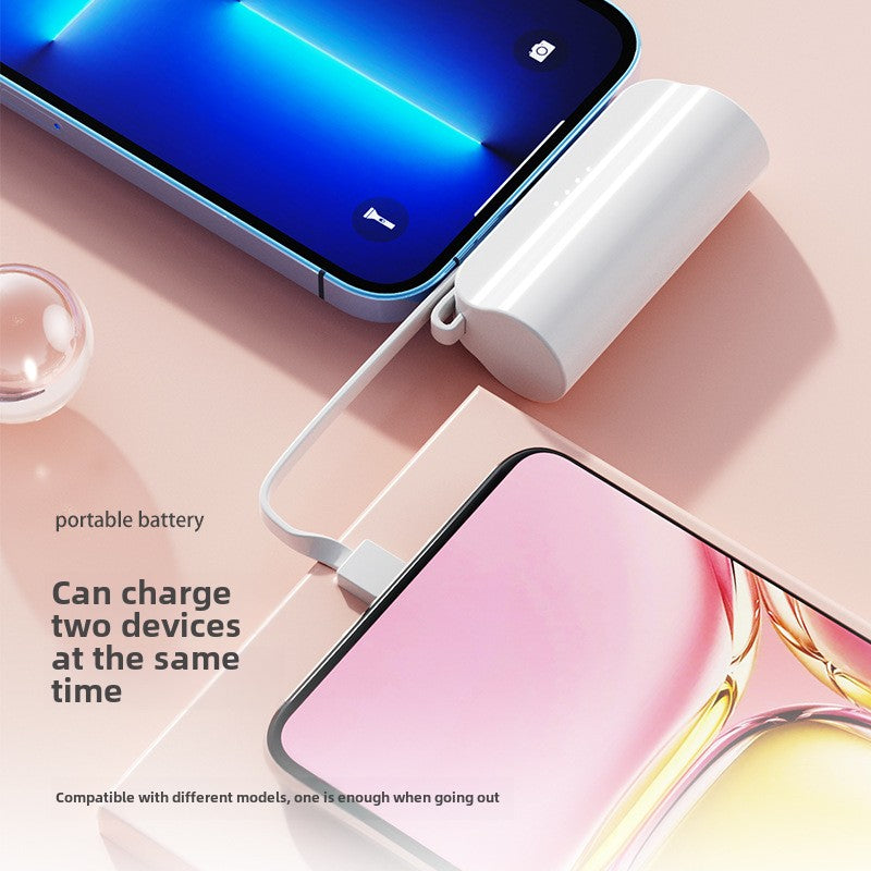 Fast charging 5000mAh power bank mini compact portable with cable mobile power supply support Type-C iPhone