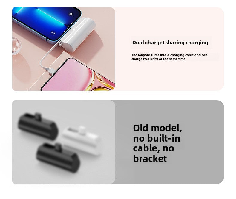 Fast charging 5000mAh power bank mini compact portable with cable mobile power supply support Type-C iPhone