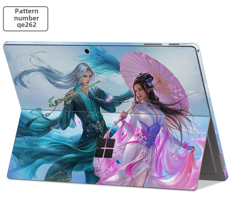 Microsoft Surface Pro Tablet Go RT2 Solid Color RT1 Sticker 12.4 Inch Color Picture Body Case Transparent Frosted Leather Pattern Film Back Protective Cover Film